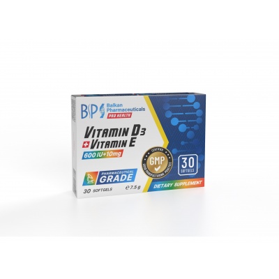 Витамины Balkan Pharmaceuticals Vitamin D3 + Vitamin E  30 капсул